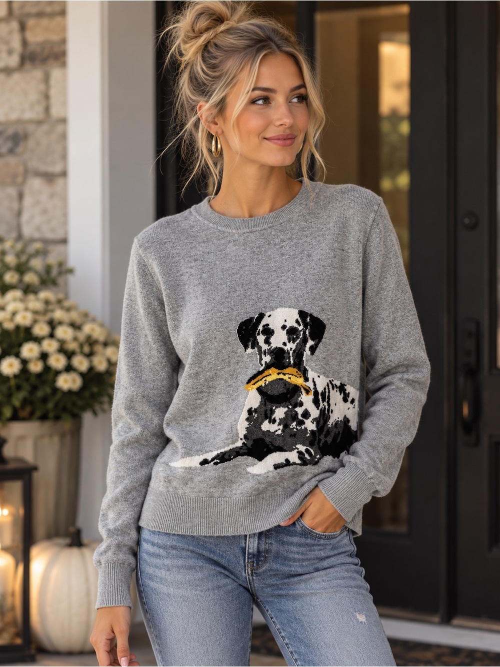 Banana Republic Dalmatian Gray Crewneck Sweater -XS